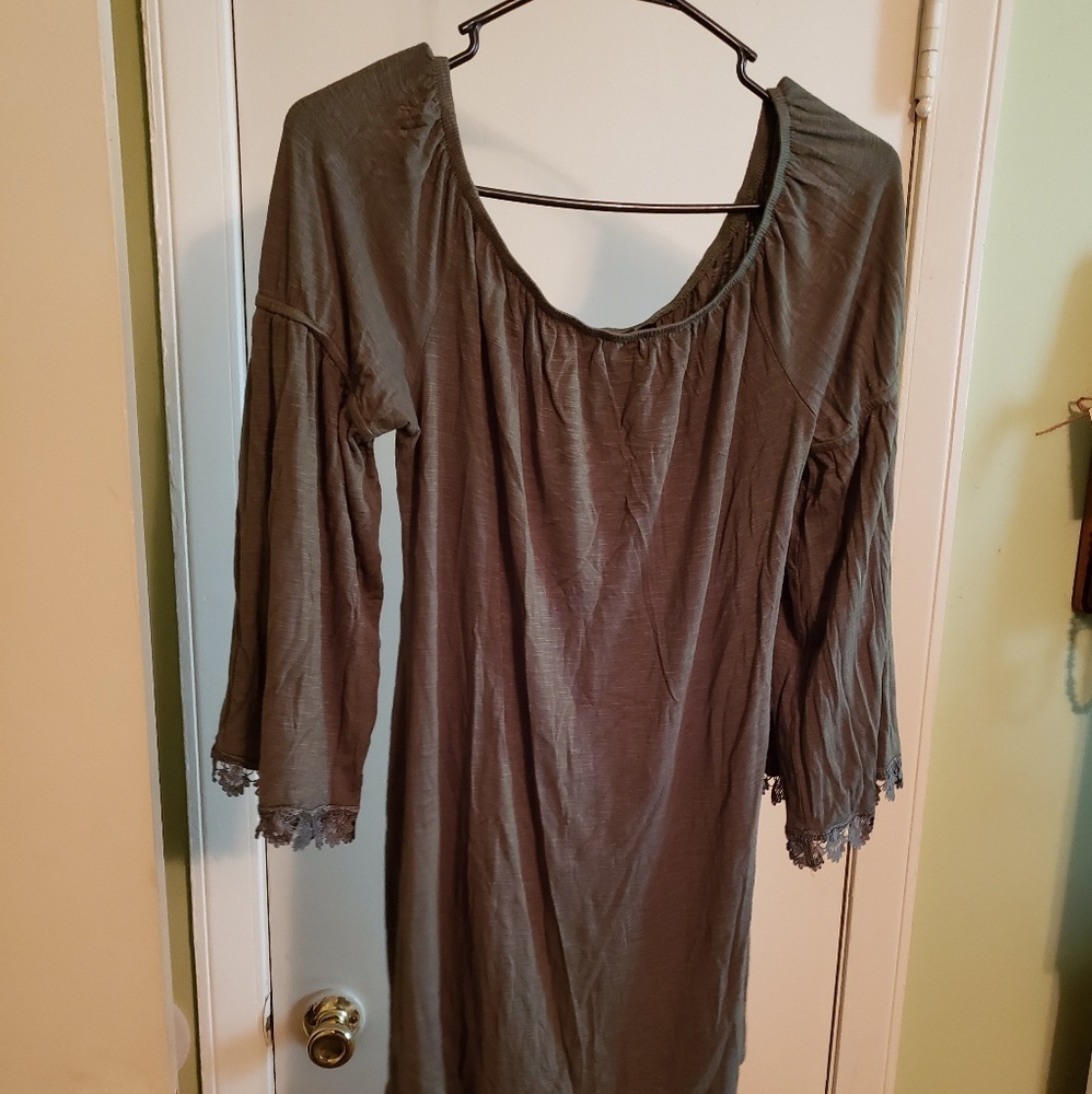 Olive green off shoulder blouse